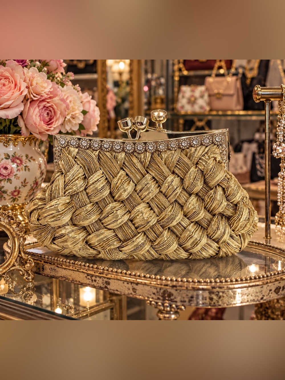 Woven Gold Clutch